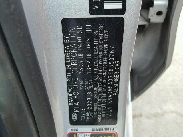 KNADM5A37E6353767 - 2014 KIA RIO LX Արծաթագույն լուսանկար 10