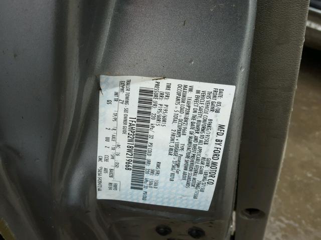 1FAHP32N18W219668 - 2008 FORD FOCUS S/SE SILVER photo 10