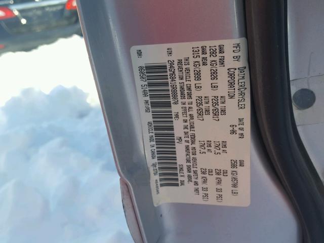 2A4GM68416R888070 - 2006 CHRYSLER PACIFICA T SILVER photo 10