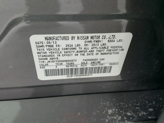 JN1BV7ARXEM682873 - 2014 INFINITI Q50 BASE Gris foto 10