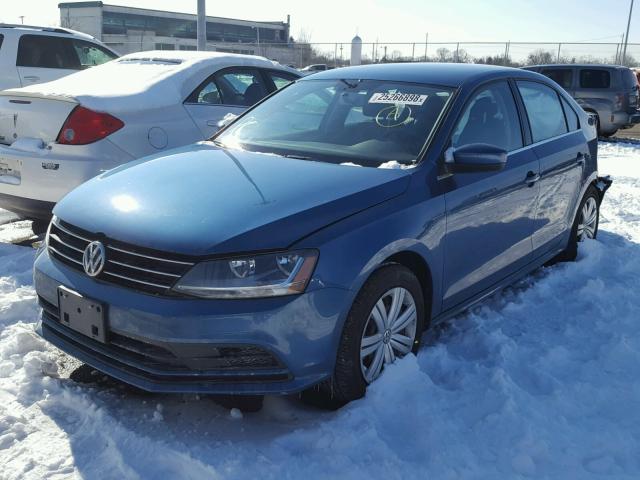 3VW2B7AJ2HM279640 - 2017 VOLKSWAGEN JETTA S BLUE photo 2