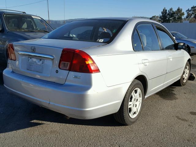 1HGES16552L009515 - 2002 HONDA CIVIC LX SILVER photo 4