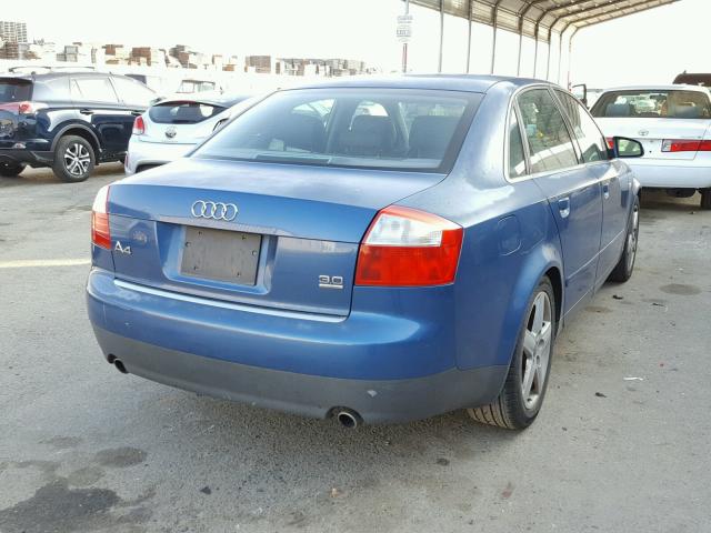 WAULT68E52A120846 - 2002 AUDI A4 3.0 QUA BLUE photo 4