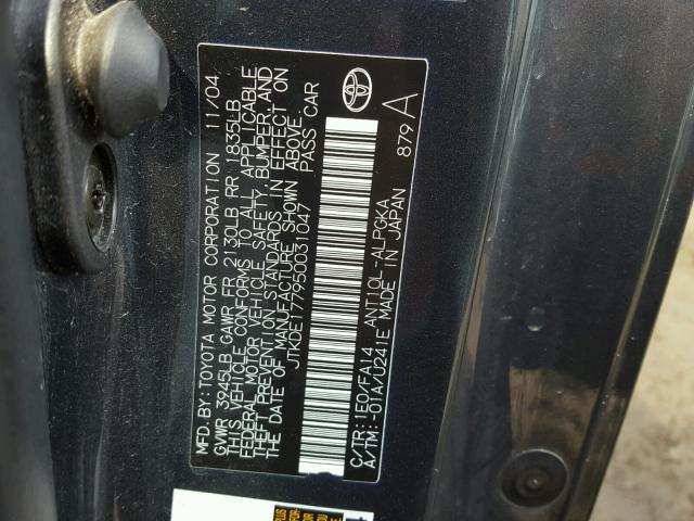 JTKDE177950031047 - 2005 TOYOTA SCION TC 灰色 照片 10