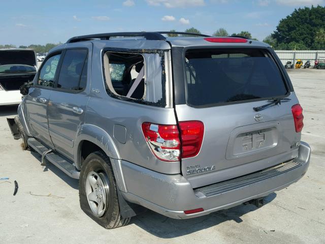 5TDZT34A72S100521 - 2002 TOYOTA SEQUOIA SR SILVER photo 3