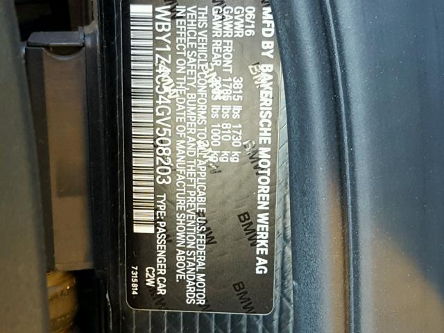 WBY1Z4C54GV508203 - 2016 BMW I3 REX BLACK photo 10