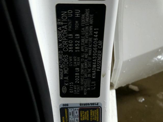 KNADM4A39G6606441 - 2016 KIA RIO LX Սպիտակ լուսանկար 10