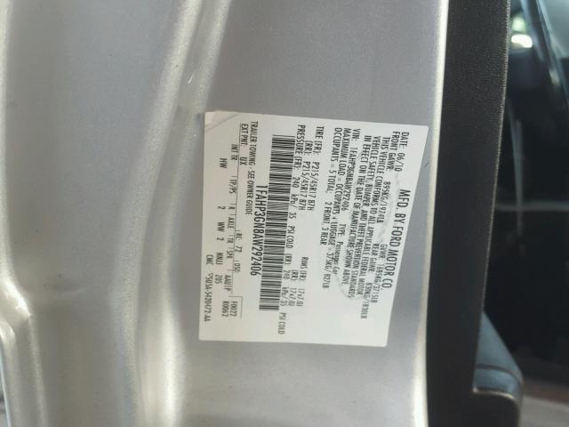 1FAHP3GN8AW292406 - 2010 FORD FOCUS SES SILVER photo 10