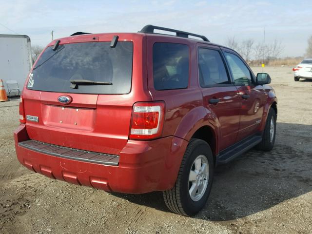 1FMCU03198KE02195 - 2008 FORD ESCAPE XLT RED photo 4