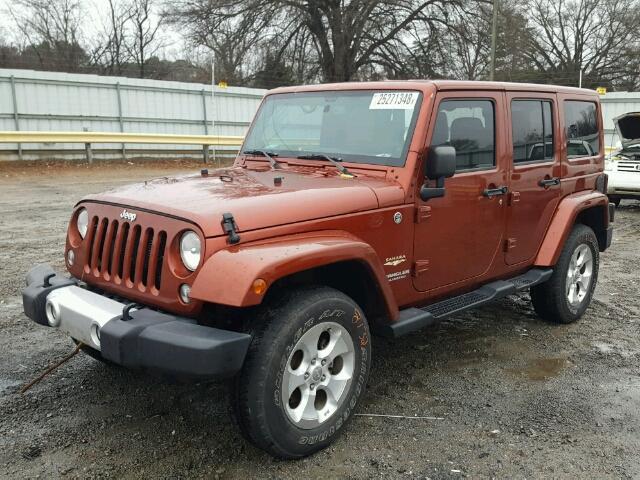 1C4HJWEG0EL204389 - 2014 JEEP WRANGLER U ORANGE photo 2