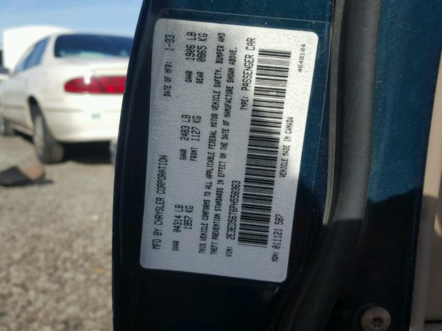 2E3ED56T6PH558363 - 1993 EAGLE VISION ESI მწვანე ფოტო 10