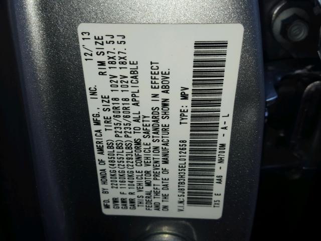 5J8TB3H35EL012658 - 2014 ACURA RDX BASE SILVER photo 10