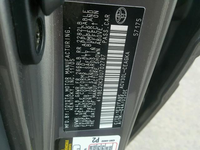 4T1BE32K36U702787 - 2006 TOYOTA CAMRY LE BROWN photo 10