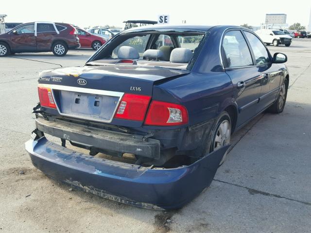 KNAGD128445271306 - 2004 KIA OPTIMA LX BLUE photo 4