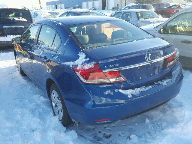 19XFB2F57FE017719 - 2015 HONDA CIVIC LX BLUE photo 3