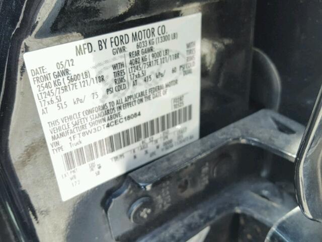 1FT8W3DT4CEC18084 - 2012 FORD F350 SUPER BLACK photo 10