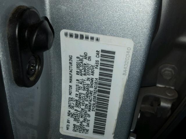 5Y2SL65878Z401814 - 2008 PONTIAC VIBE SILVER photo 10