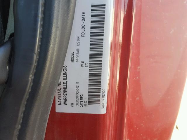 3HSDJSJR9CN582111 - 2012 INTERNATIONAL PROSTAR أحمر صورة 10