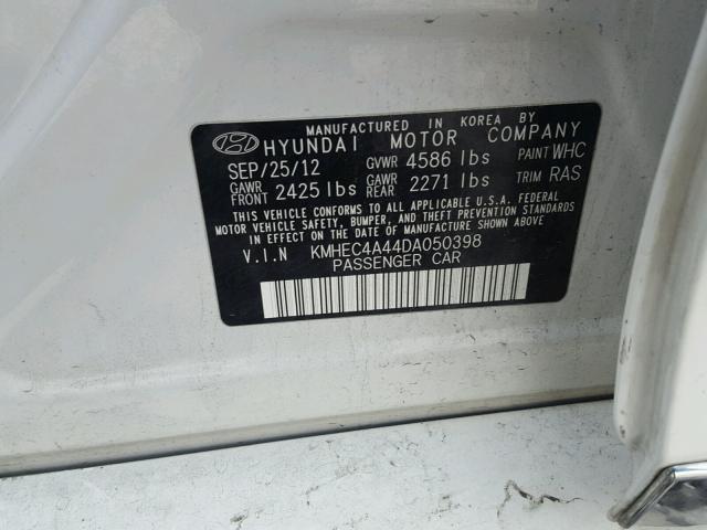 KMHEC4A44DA050398 - 2013 HYUNDAI SONATA HYB WHITE photo 10