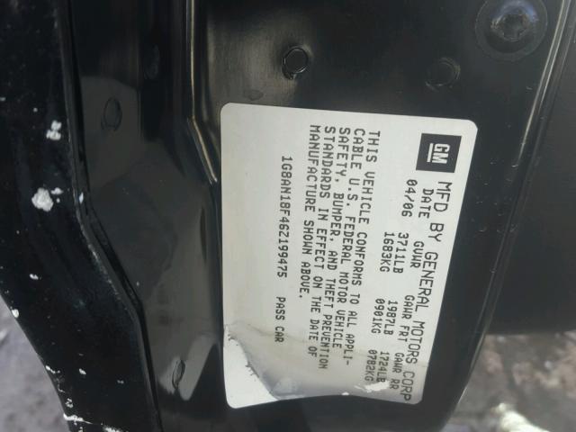 1G8AN18F46Z199475 - 2006 SATURN ION LEVEL შავი ფოტო 10