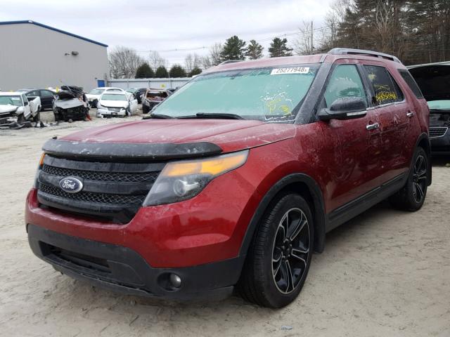 1FM5K8GT6EGA54119 - 2014 FORD EXPLORER S RED photo 2