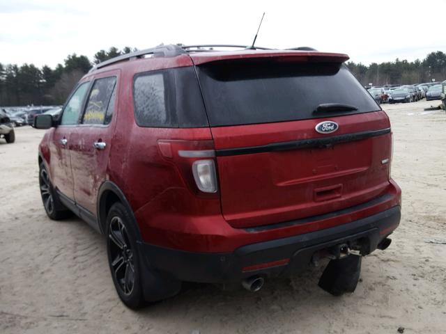 1FM5K8GT6EGA54119 - 2014 FORD EXPLORER S RED photo 3