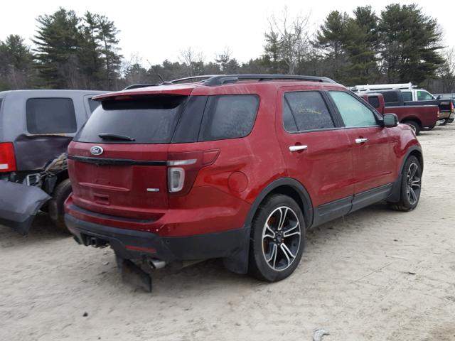1FM5K8GT6EGA54119 - 2014 FORD EXPLORER S RED photo 4