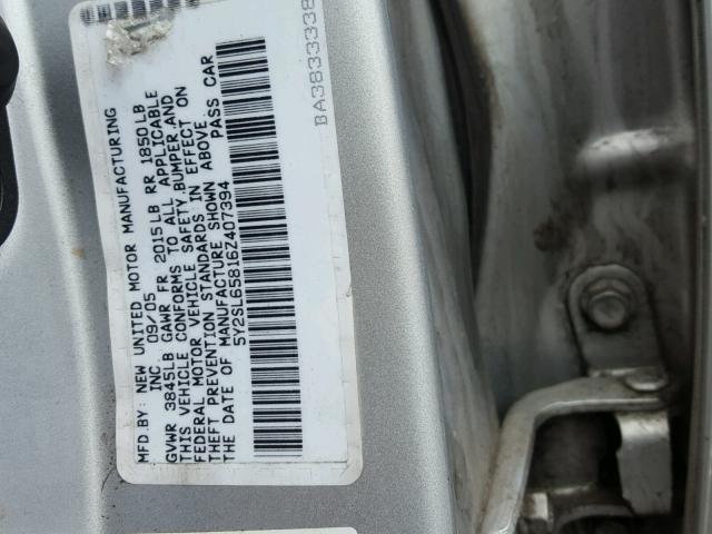 5Y2SL65816Z407394 - 2006 PONTIAC VIBE SILVER photo 10