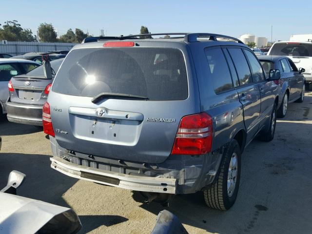 JTEHF21A430127130 - 2003 TOYOTA HIGHLANDER BLUE photo 4