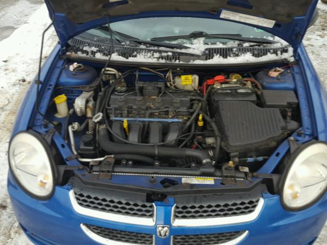 1B3ES56C35D108001 - 2005 DODGE NEON SXT BLUE photo 7