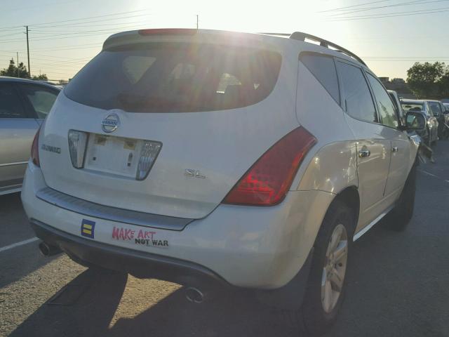 JN8AZ08T06W421848 - 2006 NISSAN MURANO SL WHITE photo 4