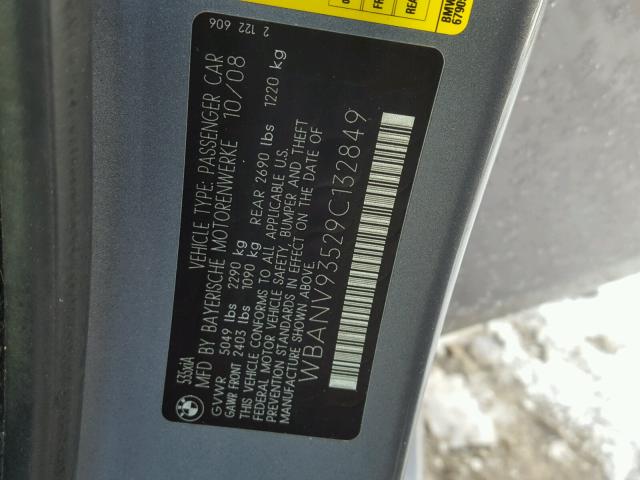 WBANV93529C132849 - 2009 BMW 535 XI Gri fotoğraf 10