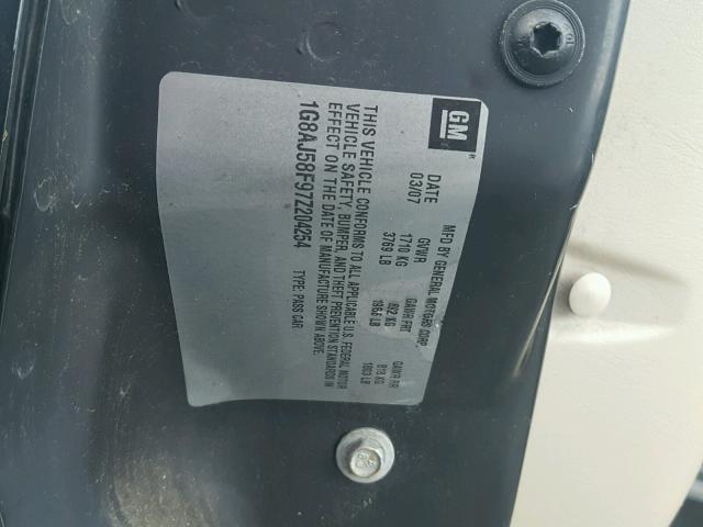 1G8AJ58F97Z204254 - 2007 SATURN ION LEVEL BLACK photo 10