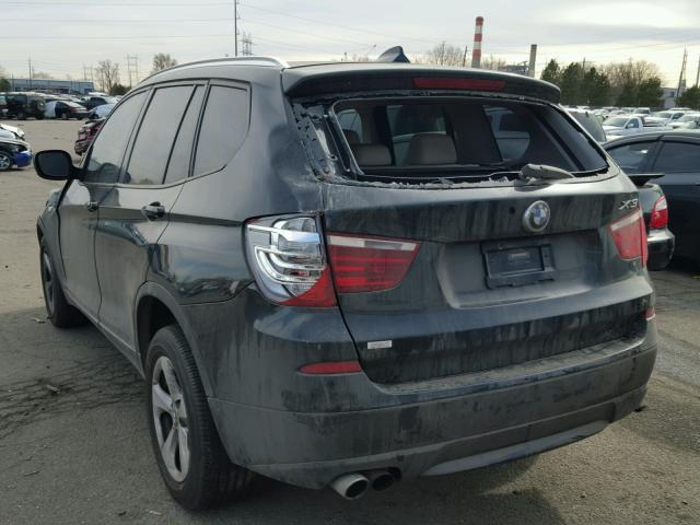 5UXWX5C55BL702888 - 2011 BMW X3 XDRIVE2 BLACK photo 3