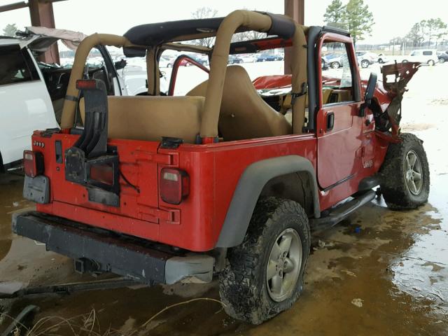 1J4FY19SXWP723703 - 1998 JEEP WRANGLER / RED photo 4