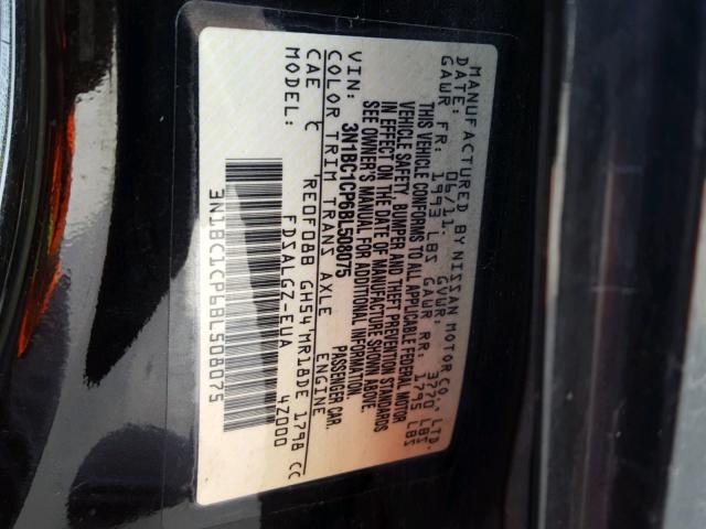 3N1BC1CP6BL508075 - 2011 NISSAN VERSA S BLACK photo 10