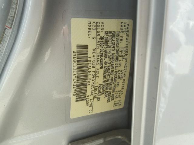 3N1BC13E19L435920 - 2009 NISSAN VERSA S SILVER photo 10