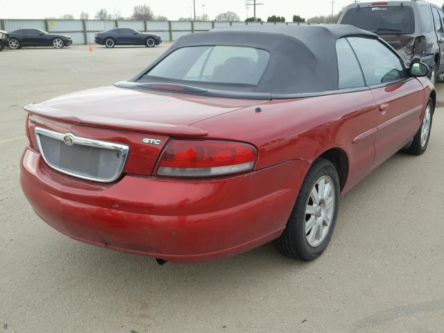 1C3EL75R64N188629 - 2004 CHRYSLER SEBRING GT RED photo 4