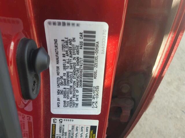 1NXBR30EX6Z741717 - 2006 TOYOTA COROLLA CE RED photo 10