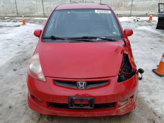 JHMGD38607S022834 - 2007 HONDA FIT S RED photo 9