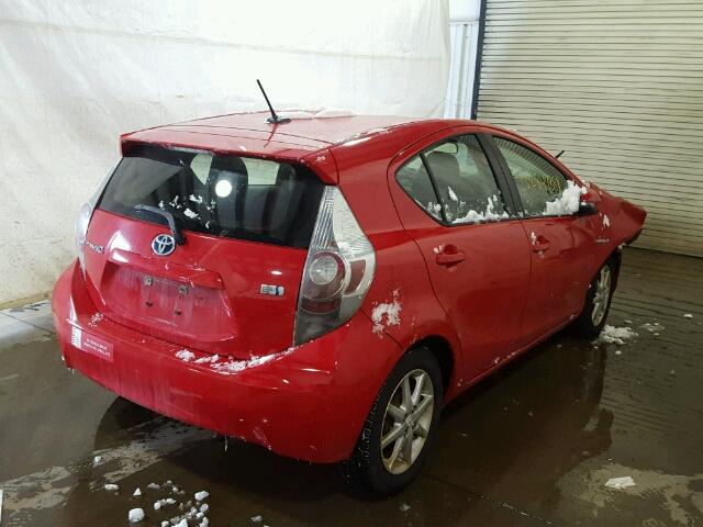 JTDKDTB39D1536872 - 2013 TOYOTA PRIUS C RED photo 4