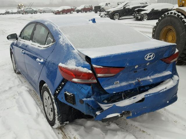 KMHD74LF5HU096079 - 2017 HYUNDAI ELANTRA SE BLUE photo 3