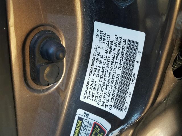 JHMZE2H78CS005279 - 2012 HONDA INSIGHT EX GRAY photo 10