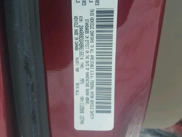 2A4RR8DG4BR616614 - 2011 CHRYSLER TOWN & COU MAROON photo 10