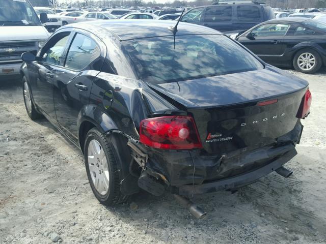 1C3CDZAGXDN748527 - 2013 DODGE AVENGER SE BLACK photo 3