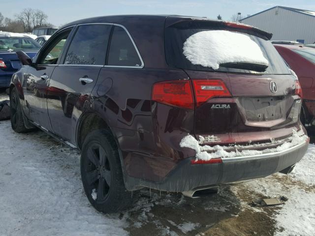 2HNYD2H23BH525913 - 2011 ACURA MDX MAROON photo 3