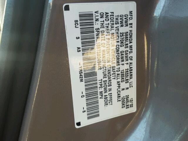 5FNRL18673B049442 - 2003 HONDA ODYSSEY EX TAN photo 10