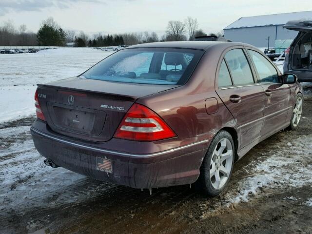 WDBRF52H17F879522 - 2007 MERCEDES-BENZ C 230 MAROON photo 4