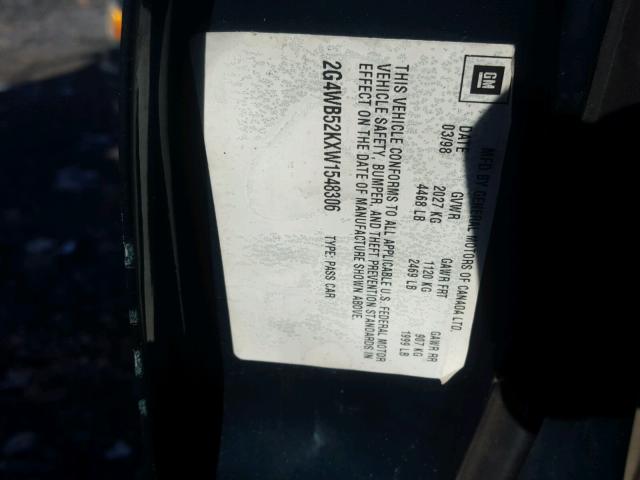 2G4WB52KXW1548306 - 1998 BUICK REGAL LS GREEN photo 10