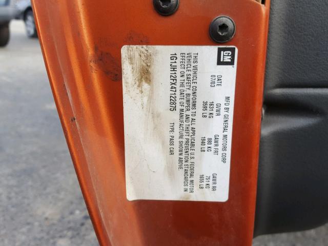 1G1JH12FX47122875 - 2004 CHEVROLET CAVALIER L ORANGE photo 10